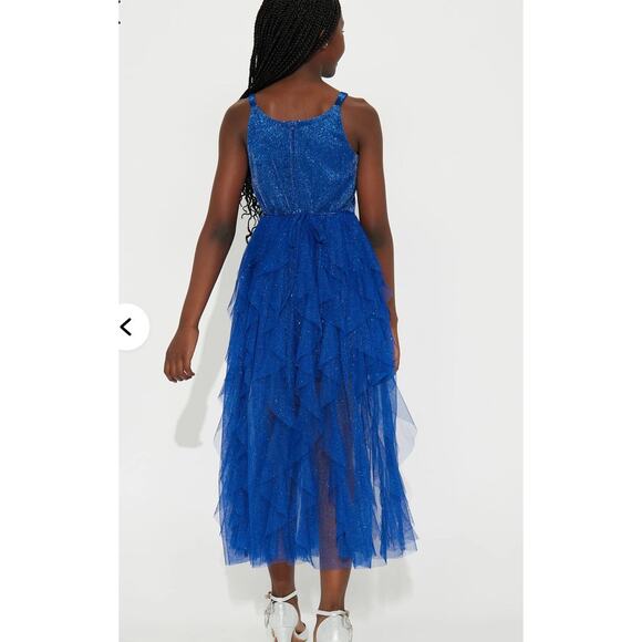 Girls Royal Blue Dress Maxi Long Share Over A Mini Dress XtraOrdinary Size 7 - Picture 1 of 12